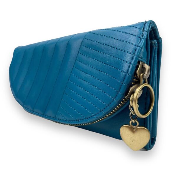 Charlotte Wristlet Wallet Phone Clutch Faux Leather w Coin Pocket Heart Charm - Picture 4 of 14